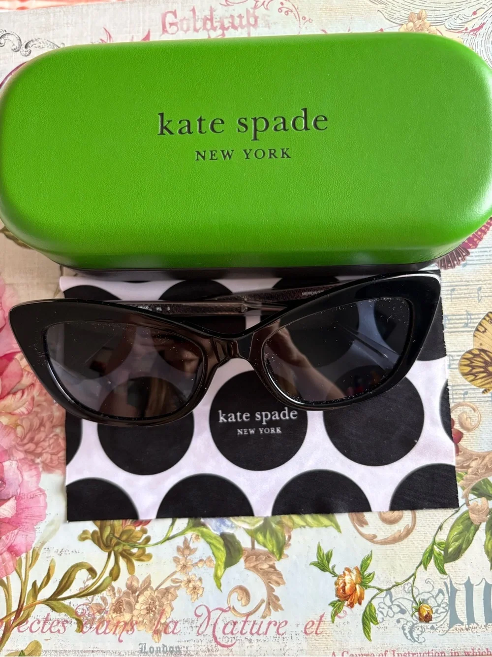 kate spade Black Cat-Eye Sunglasses with Dark Lenses